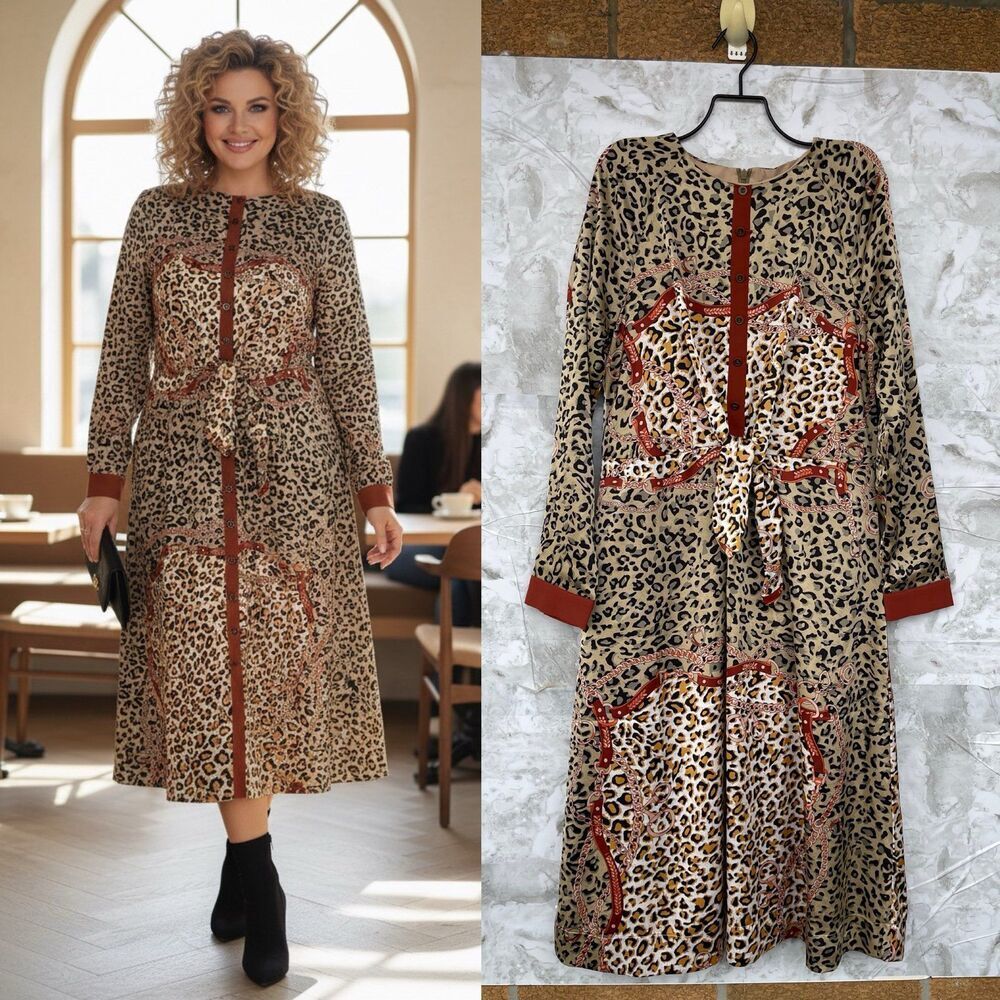 Sara Navon Scarf Print Chain Dress - Dark Academia Vibe size small